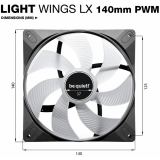 Ventilateur pour boîtier Be Quiet Light Wings LX 140mm PWM Black, 3 pcs (BL127)