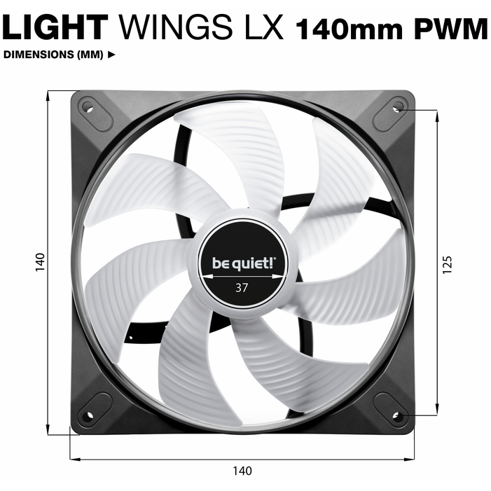 Ventilateur pour boîtier Be Quiet Light Wings LX 140mm PWM Black, 3 pcs - BL127 - photo 5
