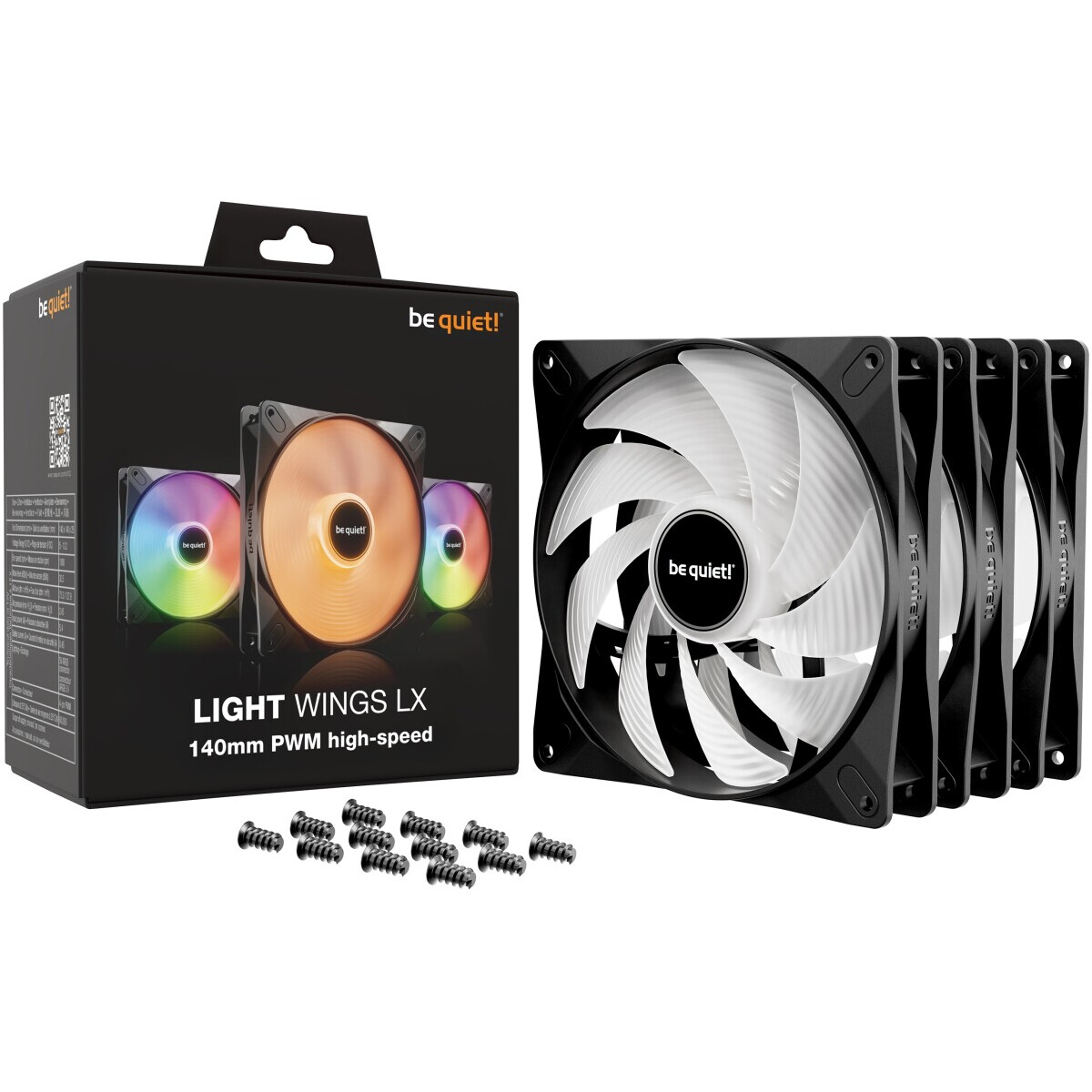 Ventilateur pour boîtier Be Quiet Light Wings LX 140mm PWM High Speed Black, 3 pcs - BL130 - photo 3