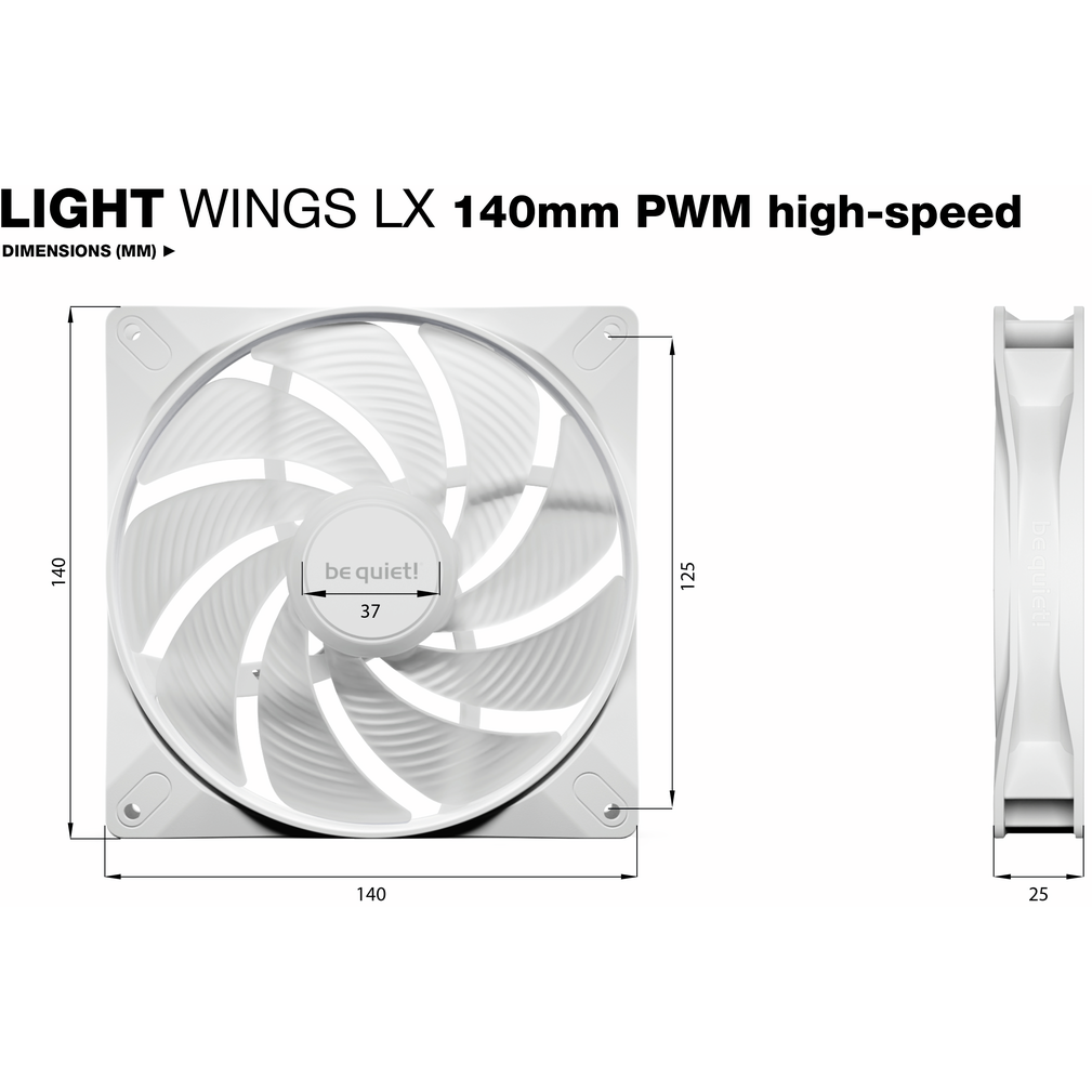 Ventilateur pour boîtier Be Quiet Light Wings LX 140mm High Speed White, 3 pcs - BL131 - photo 4