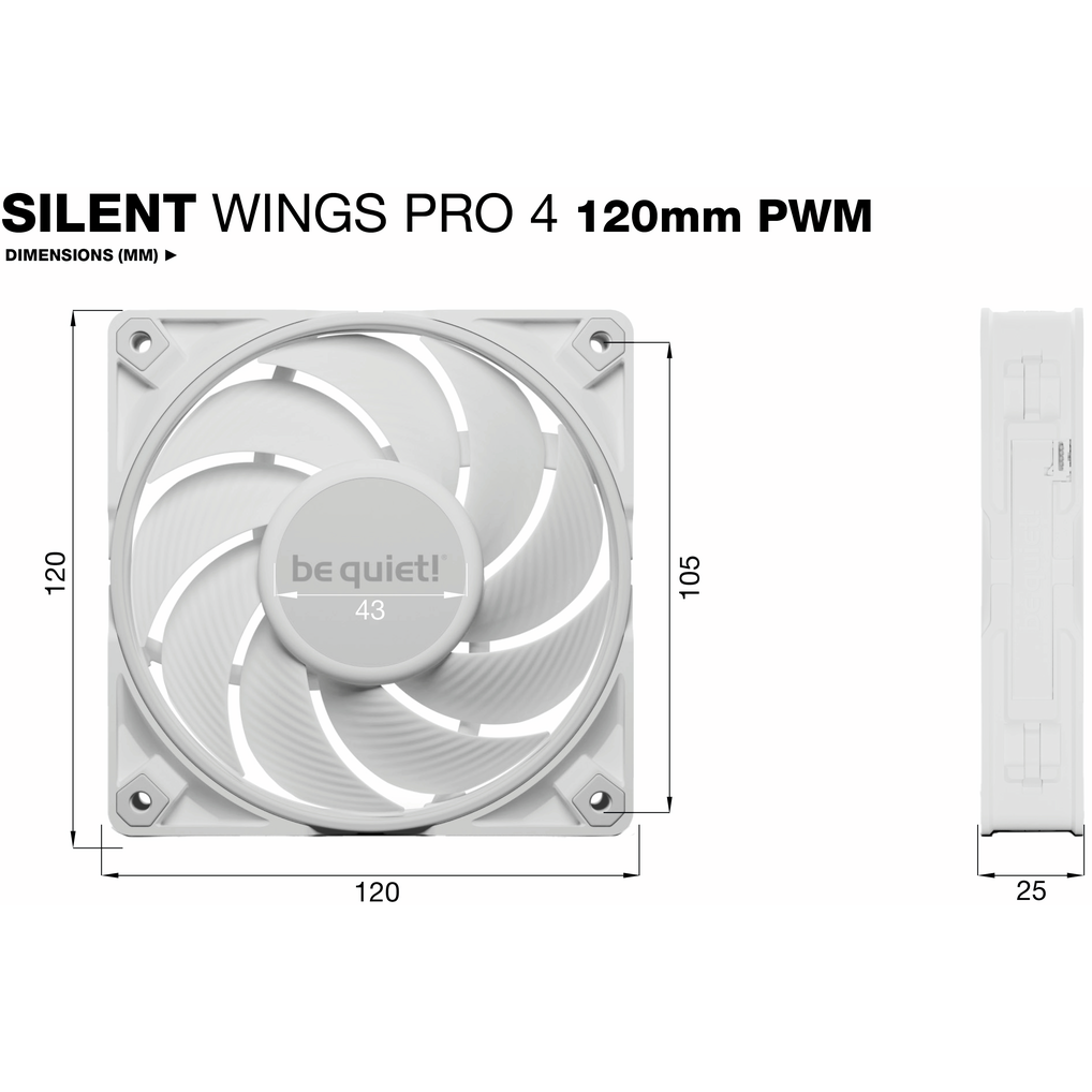 Ventilateur pour boîtier Be Quiet Silent Wings Pro 4 120mm PWM White - BL118 - photo 5
