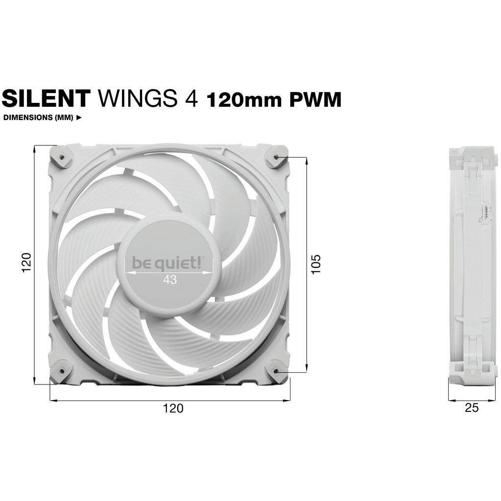 Ventilateur pour boîtier Be Quiet Silent Wings 4 120mm PWM White - BL114 - photo 5