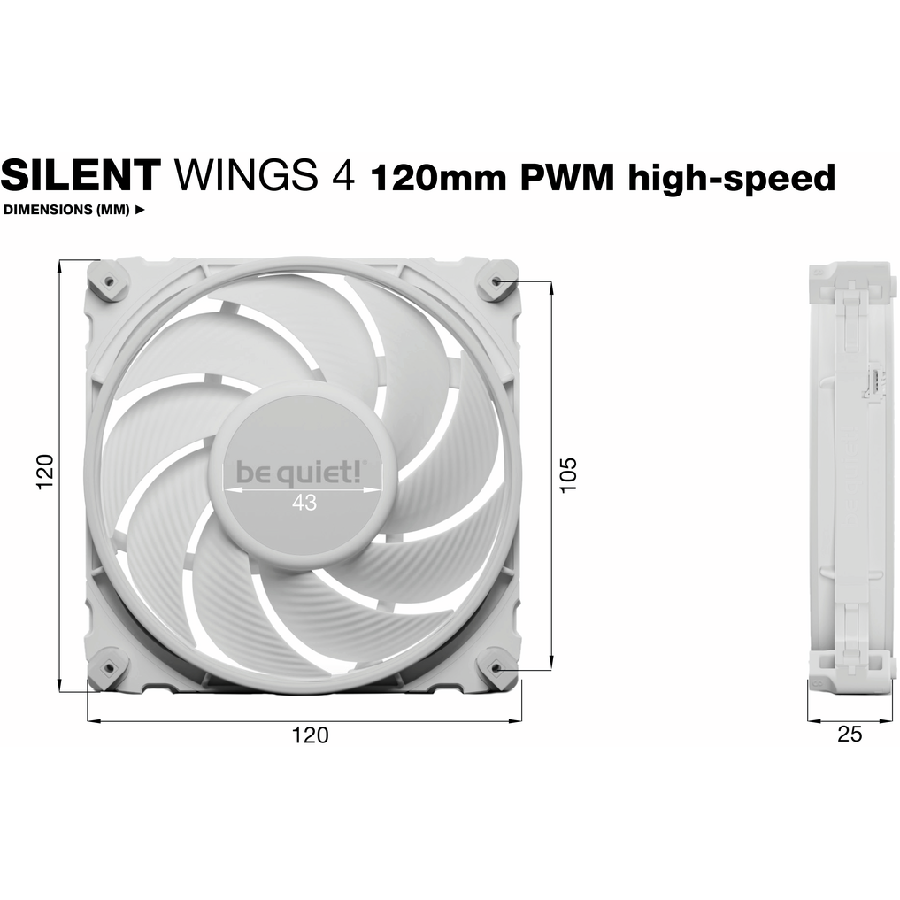 Ventilateur pour boîtier Be Quiet Silent Wings 4 120mm PWM High Speed White - BL115 - photo 5