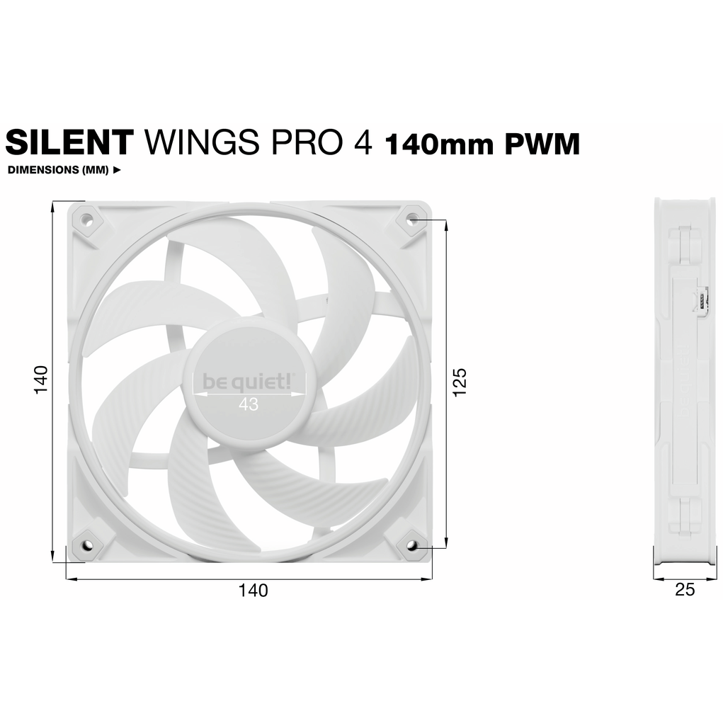 Ventilateur pour boîtier Be Quiet Silent Wings Pro 4 140mm PWM White - BL119 - photo 6