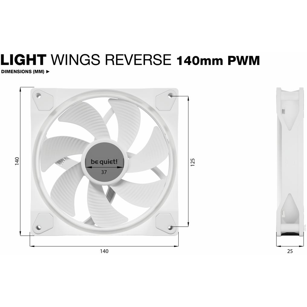 Ventilateur pour boîtier Be Quiet Light Wings 140mm PWM Reverse White - BL135 - photo 5