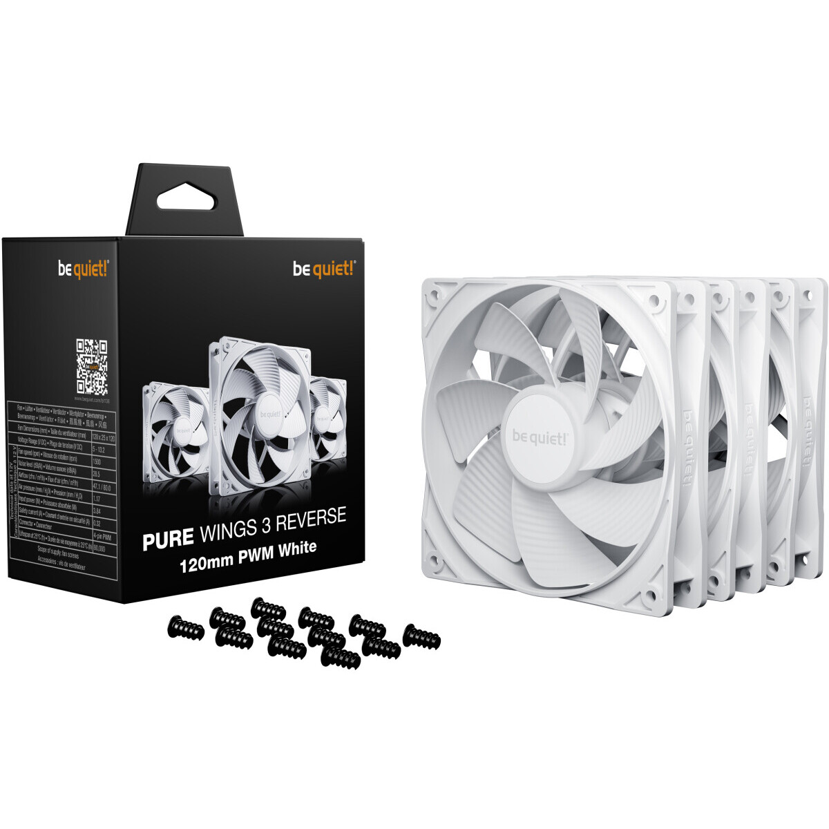Ventilateur pour boîtier Be Quiet Pure Wings 3 120mm PWM Reverse White, 3 pcs - BL136 - photo 3