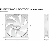 Ventilateur pour boîtier Be Quiet Pure Wings 3 120mm PWM Reverse White, 3 pcs (BL136)