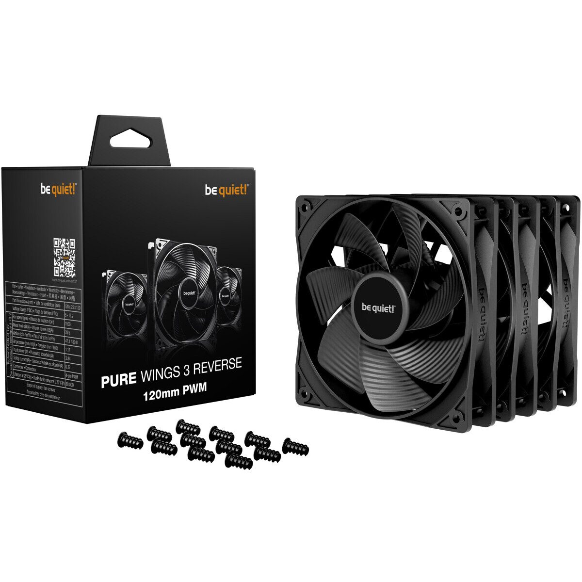 Ventilateur pour boîtier Be Quiet Pure Wings 3 120mm PWM Reverse Black, 3 pcs - BL137 - photo 3