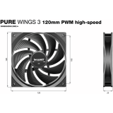 Ventilateur pour boîtier Be Quiet Pure Wings 3 120mm PWM High Speed Black, 3 pcs (BL140)