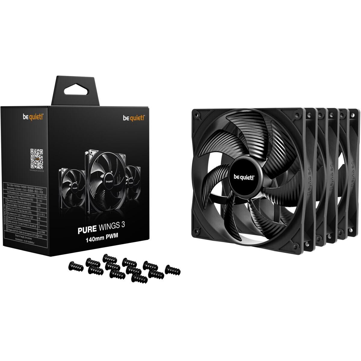Ventilateur pour boîtier Be Quiet Pure Wings 3 140mm PWM Black, 3 pcs - BL139