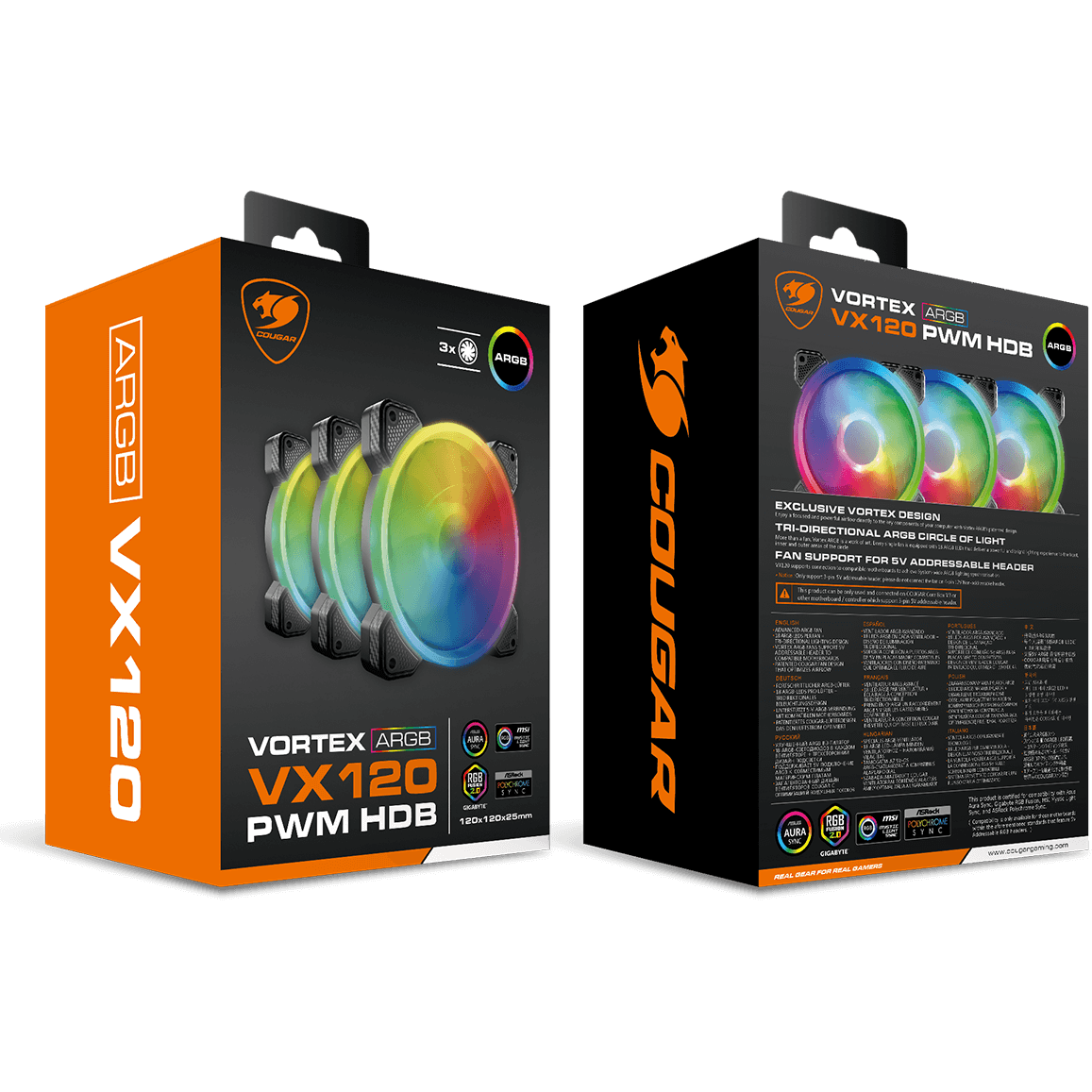 Ventilateur pour boîtier Cougar VORTEX ARGB VX120 (3 Fan Pack) - CF-VX12HB3-RGB - photo 8