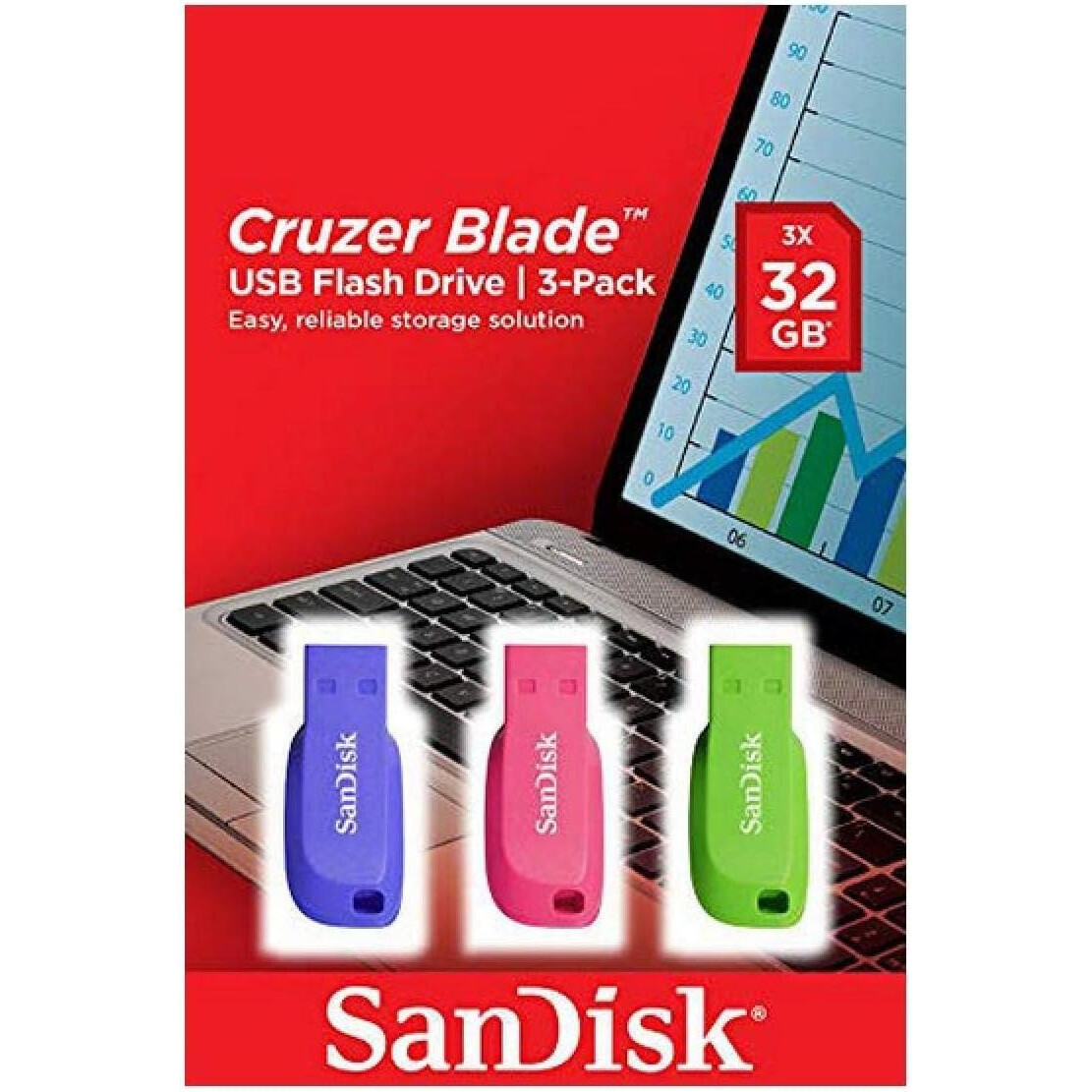 clé USB 32GB SanDisk Cruzer Blade (SDCZ50C-032G-B46T) (3 Pcs)