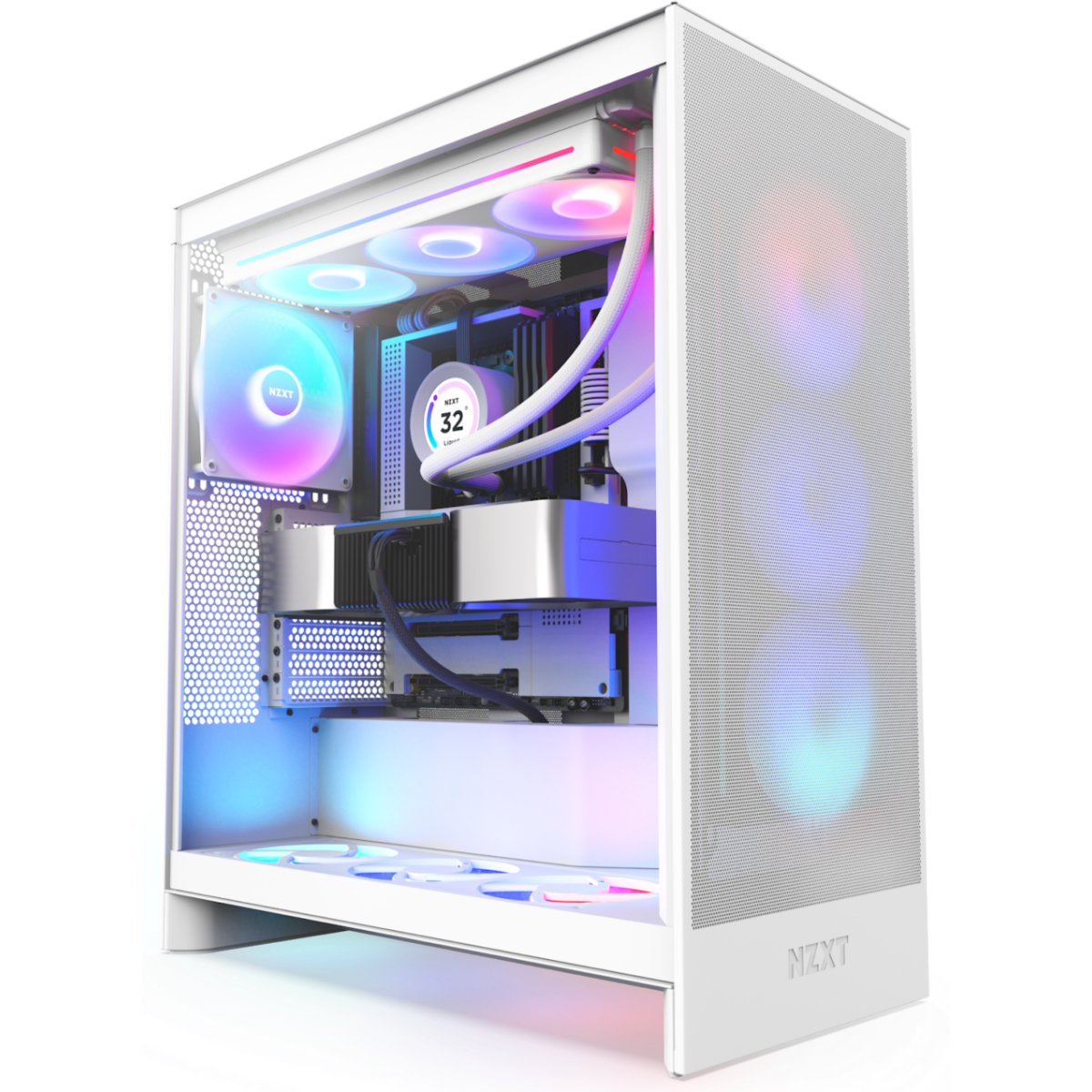 Boîtier NZXT H7 Flow RGB White - CM-H72FW-R1