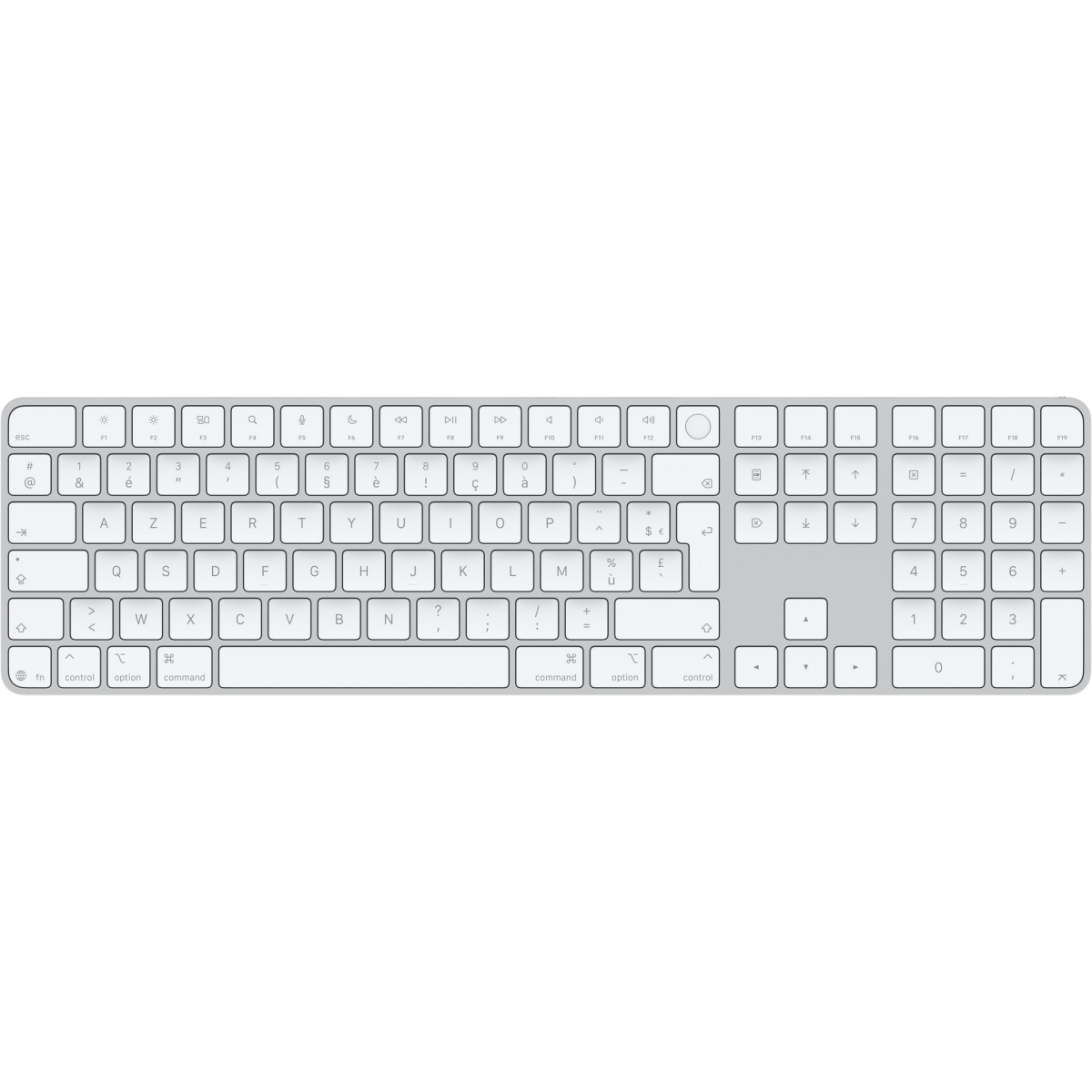 Clavier Apple Magic Keyboard With Touch ID and Numeric Keypad White Keys (USB-C) (French) - MXK73F/A