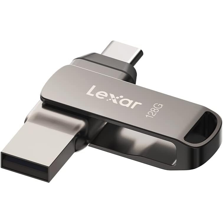 USB Flash накопитель 128GB Lexar JumpDrive Dual D400 Grey - LJDD400128G-BNQNG