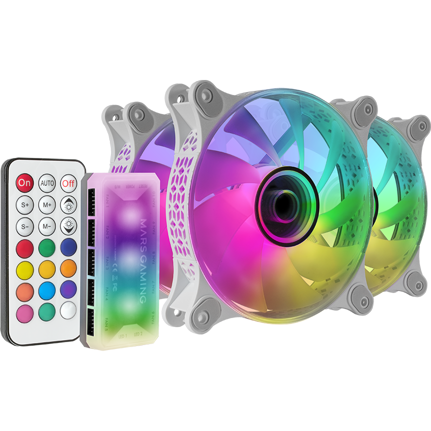 Вентилятор для корпуса Mars Gaming MF-3D White (3-Fan Pack) - MF3DKITW