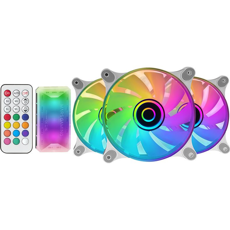 Вентилятор для корпуса Mars Gaming MF-3D White (3-Fan Pack) - MF3DKITW - photo 2