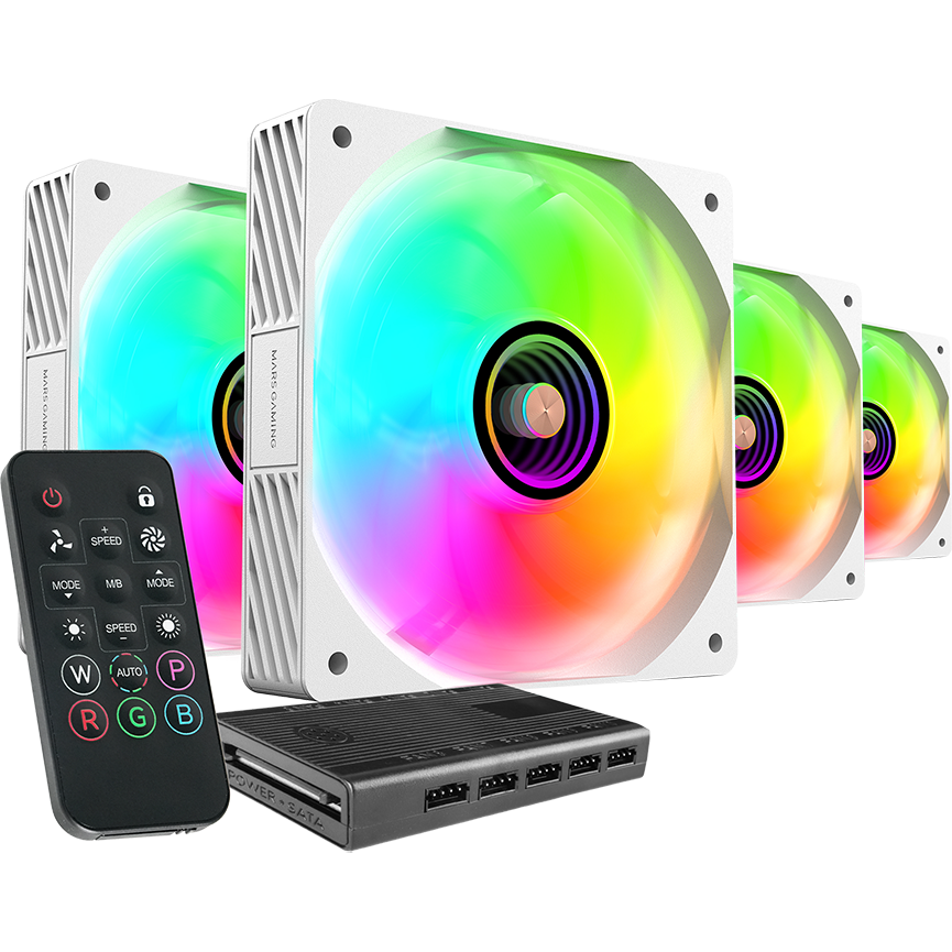 Вентилятор для корпуса Mars Gaming MF-Si4kit White (4-Fan Pack) - MFSI4KITW