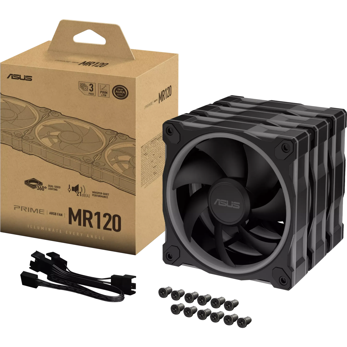 Вентилятор для корпуса ASUS Prime MR120 ARGB Black (3 pcs) - 90DA00I0-B09020 - photo 17