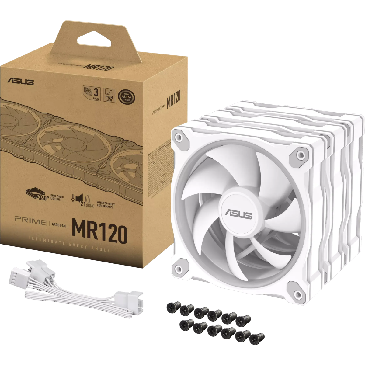 Вентилятор для корпуса ASUS Prime MR120 ARGB White (3 pcs) - 90DA00I3-B09020 - photo 17