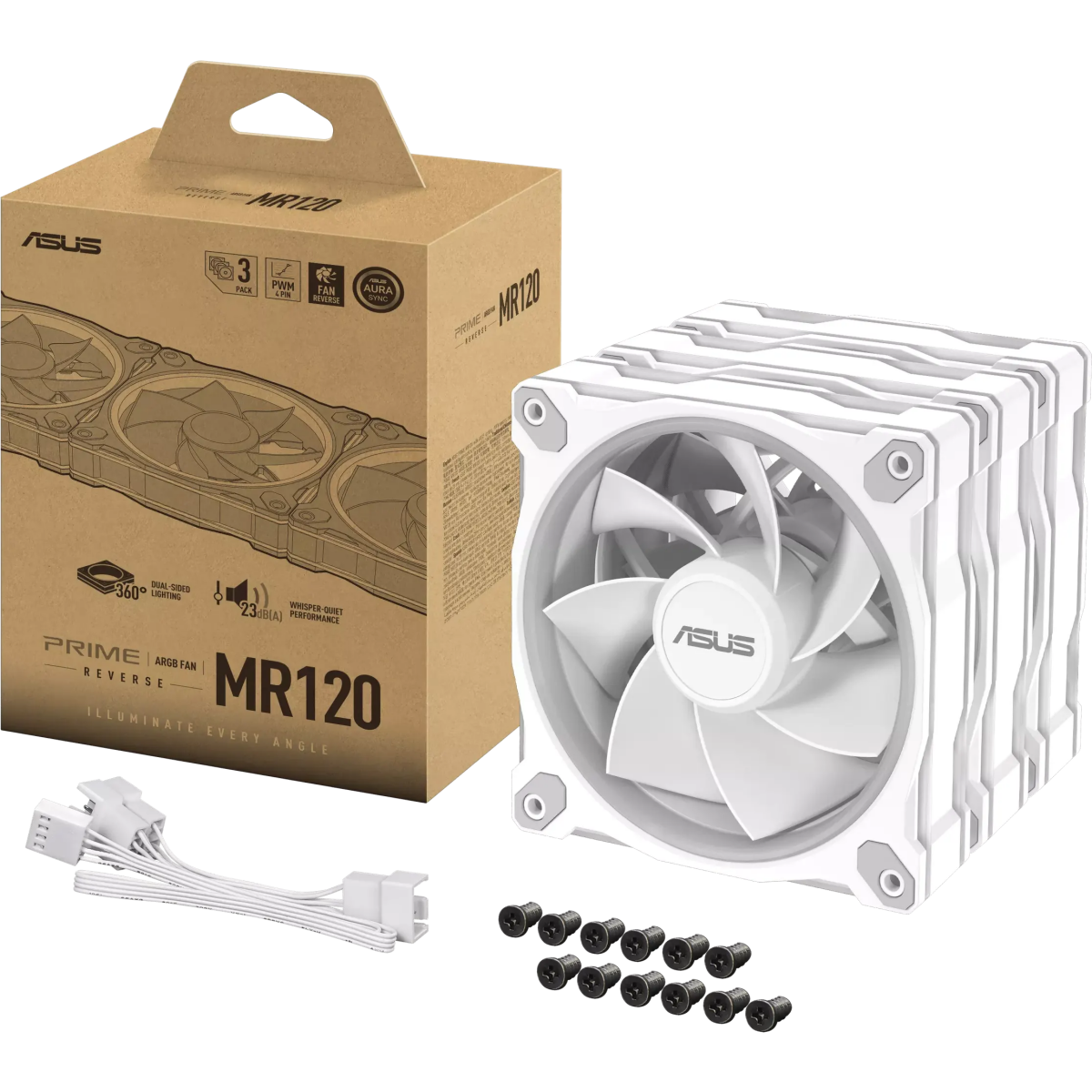 Вентилятор для корпуса ASUS Prime MR120 ARGB Reverse White (3 pcs) - 90DA00L3-B09020 - photo 17