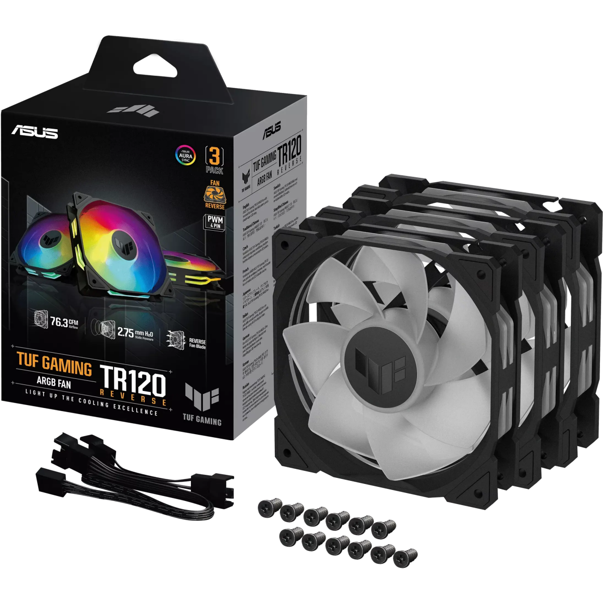 Ventilateur pour boîtier ASUS TUF Gaming TR120 ARGB Reverse Black (3 pcs) - 90DA00D0-B09020 - photo 11