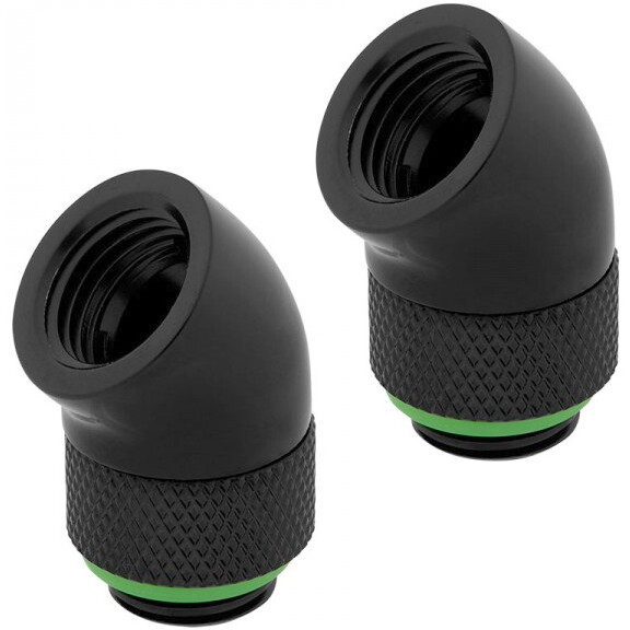 Raccord d'angle pour boucle de chauffage central Corsair Hydro X Series XF Adapter 2-pack 45° Angled rotary Black - CX-9055002-WW
