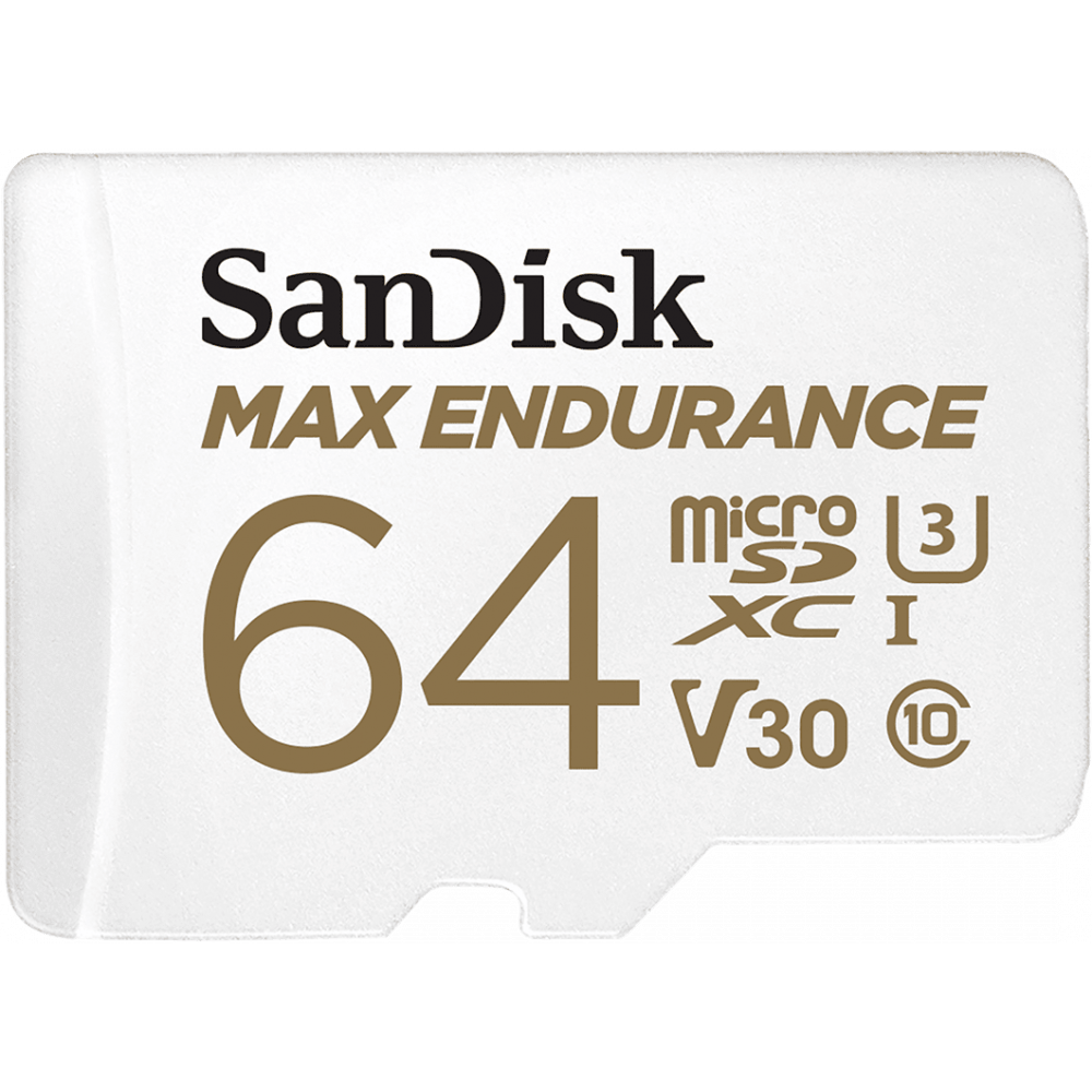 Carte mémoire 64GB MicroSD SanDisk Max Endurance + SD adapter (SDSQQVR-064G-GN6IA)