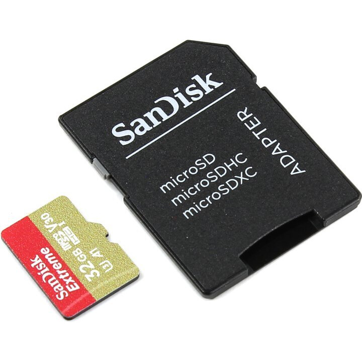 Carte mémoire 32GB MicroSD SanDisk Extreme + SD adapter (SDSQXAF-032G-GN6MA)