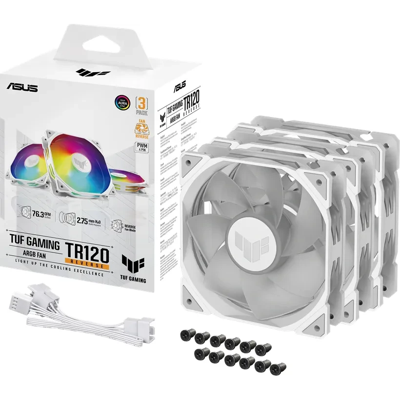 Вентилятор для корпуса ASUS TUF Gaming TR120 ARGB Reverse White (3 pcs) - 90DA00D3-B09020