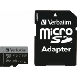 Carte mémoire 512GB MicroSD Verbatim Pro + SD adapter (47046)