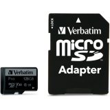 Carte mémoire 128GB MicroSD Verbatim Pro + SD adapter (47044)