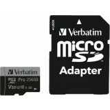 Carte mémoire 256GB MicroSD Verbatim Pro + SD adapter (47045)
