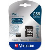 Carte mémoire 256GB MicroSD Verbatim Pro + SD adapter (47045)
