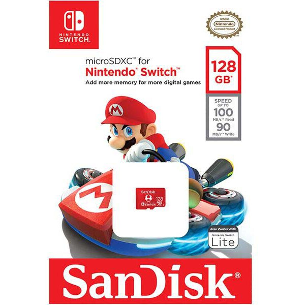 Carte mémoire 128GB MicroSD SanDisk Nintendo Switch (SDSQXAO-128G-GNCZN) - photo 2
