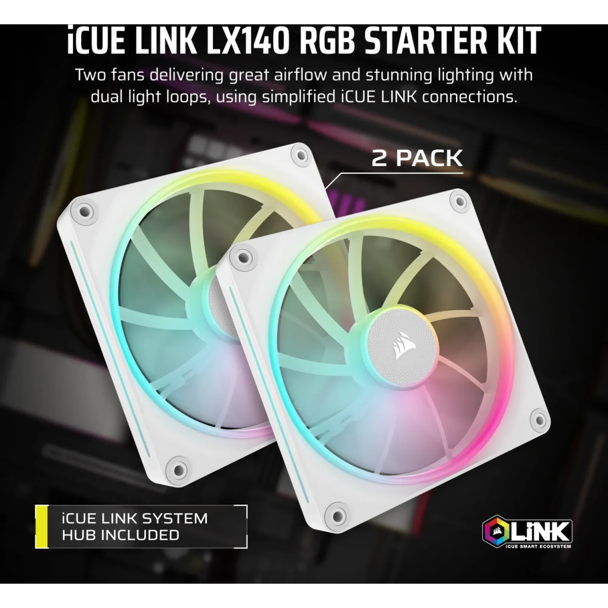 Ventilateur pour le boîtier Corsair iCUE LINK LX140 RGB White (CO-9051032-WW) - photo 9