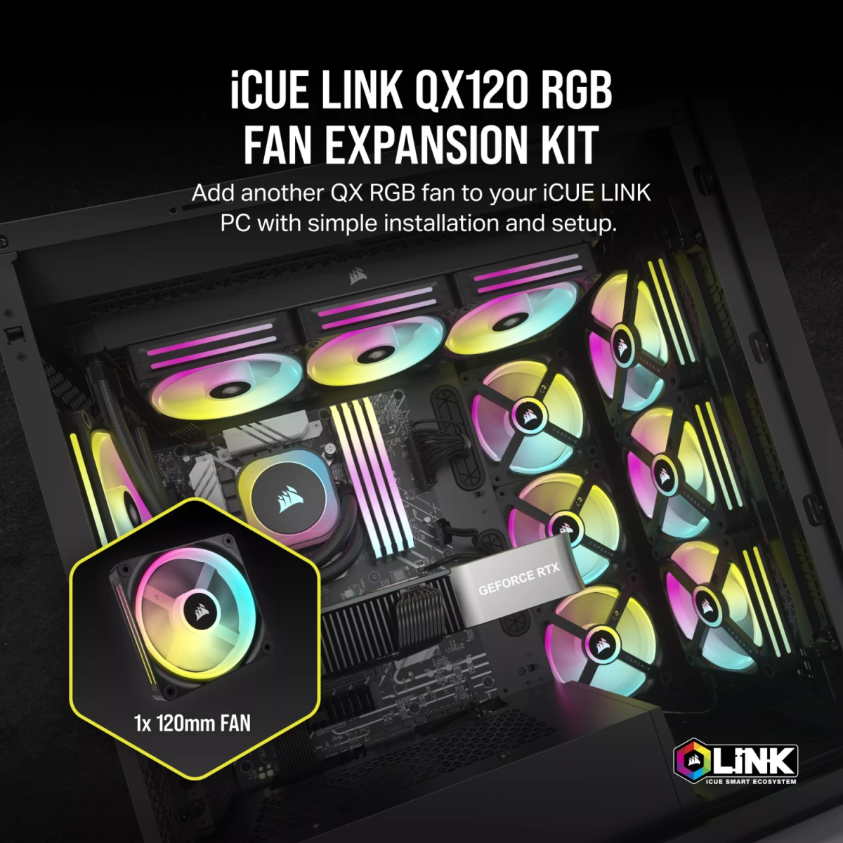 Ventilateur pour boîtier Corsair iCUE LINK QX120 RGB Black (CO-9051001-WW) - photo 13