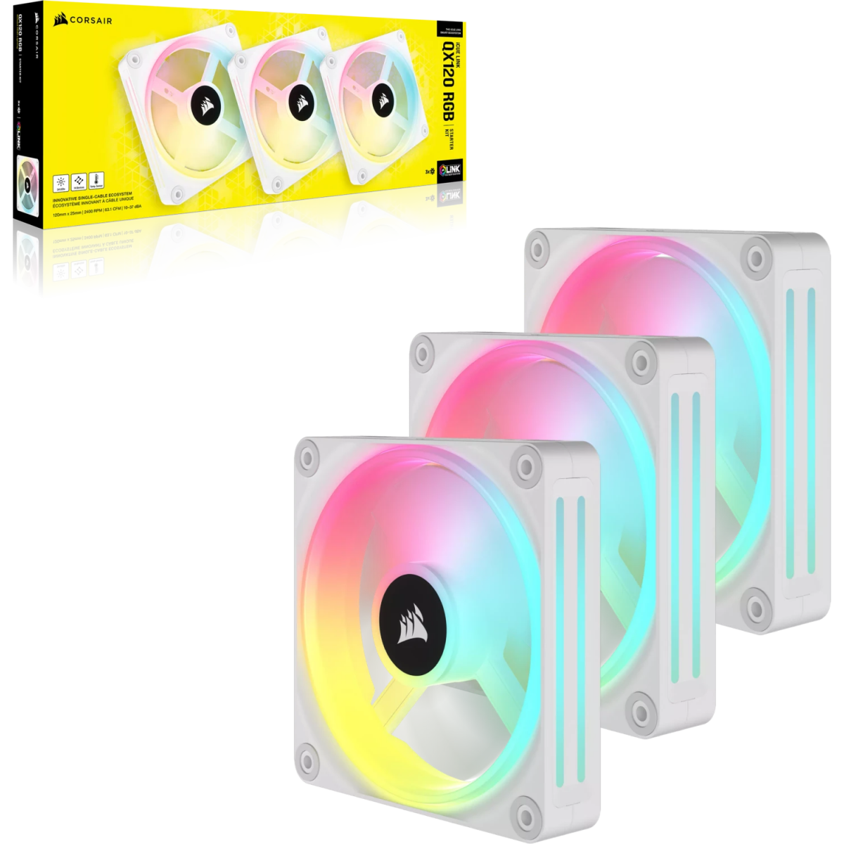 Ventilateur pour boîtier Corsair iCUE LINK QX120 RGB White (CO-9051006-WW) - photo 10