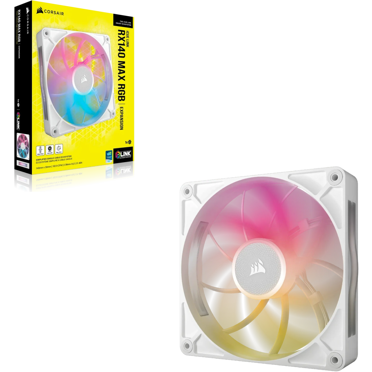 Ventilateur pour boîtier Corsair iCUE LINK RX140 MAX RGB White (CO-9051039-WW) - photo 4