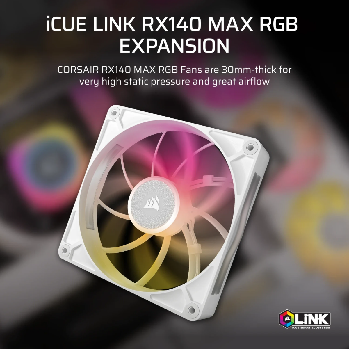 Ventilateur pour boîtier Corsair iCUE LINK RX140 MAX RGB White (CO-9051039-WW) - photo 7