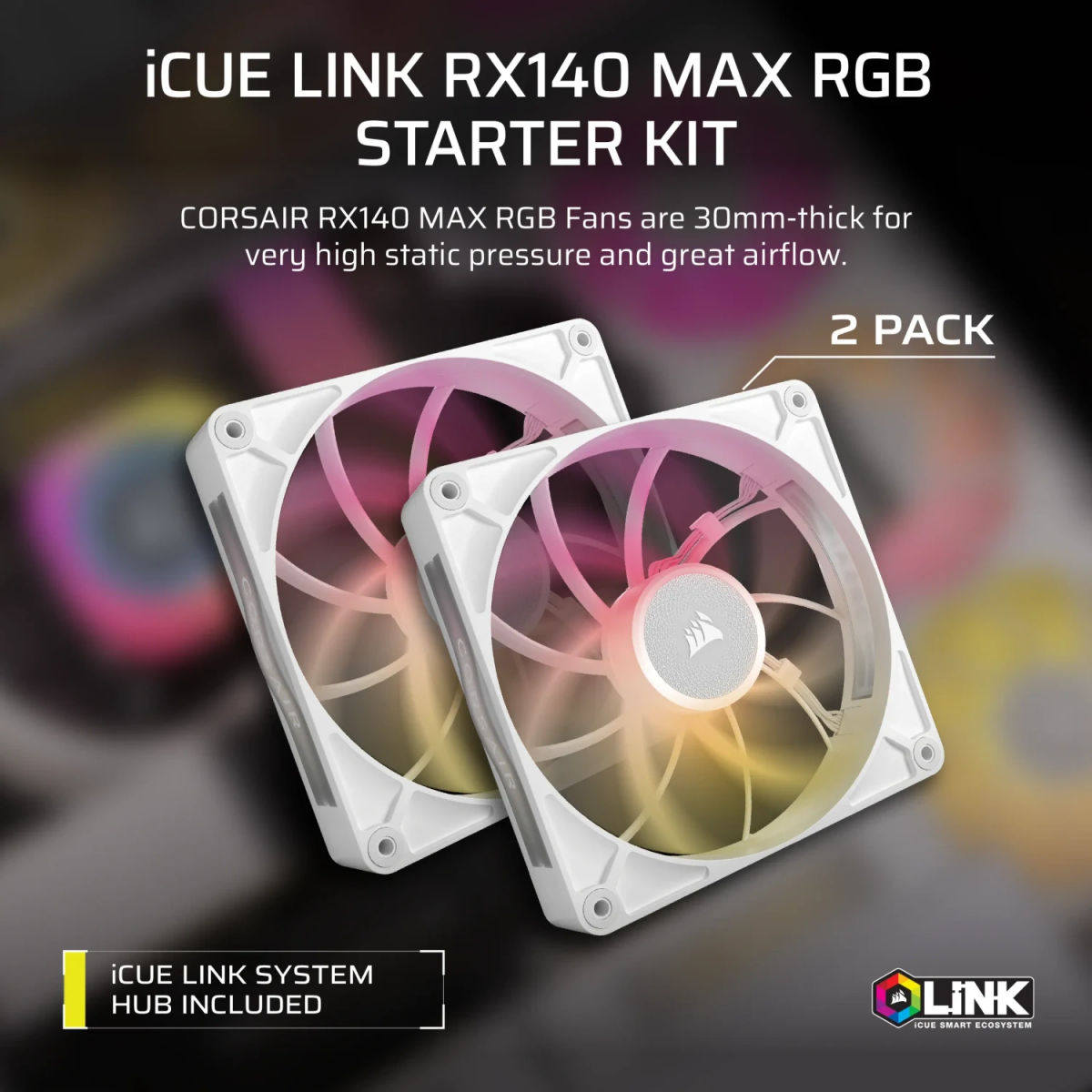 Ventilateur pour boîtier Corsair iCUE LINK RX140 MAX RGB White (CO-9051040-WW) - photo 11