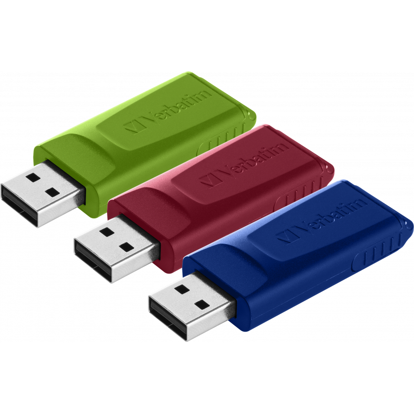 Clé USB 16GB Verbatim Slider Red/Blue/Green (49326) (3 Pcs)