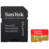 Carte mémoire 64GB MicroSD SanDisk Extreme + SD adapter (SDSQXBU-064G-GN6MA)