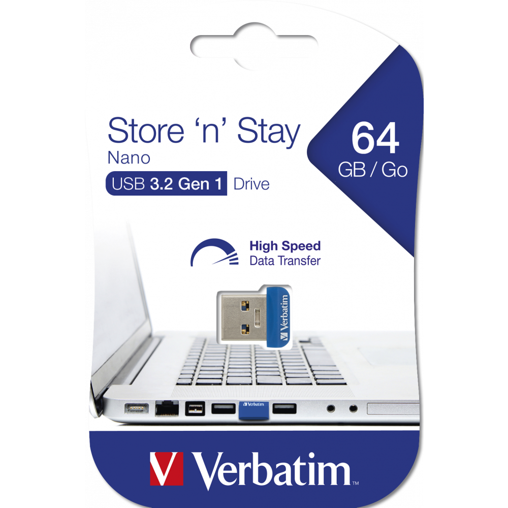 USB Flash Drive 64GB Verbatim Store 'n' Stay Blue (98711)