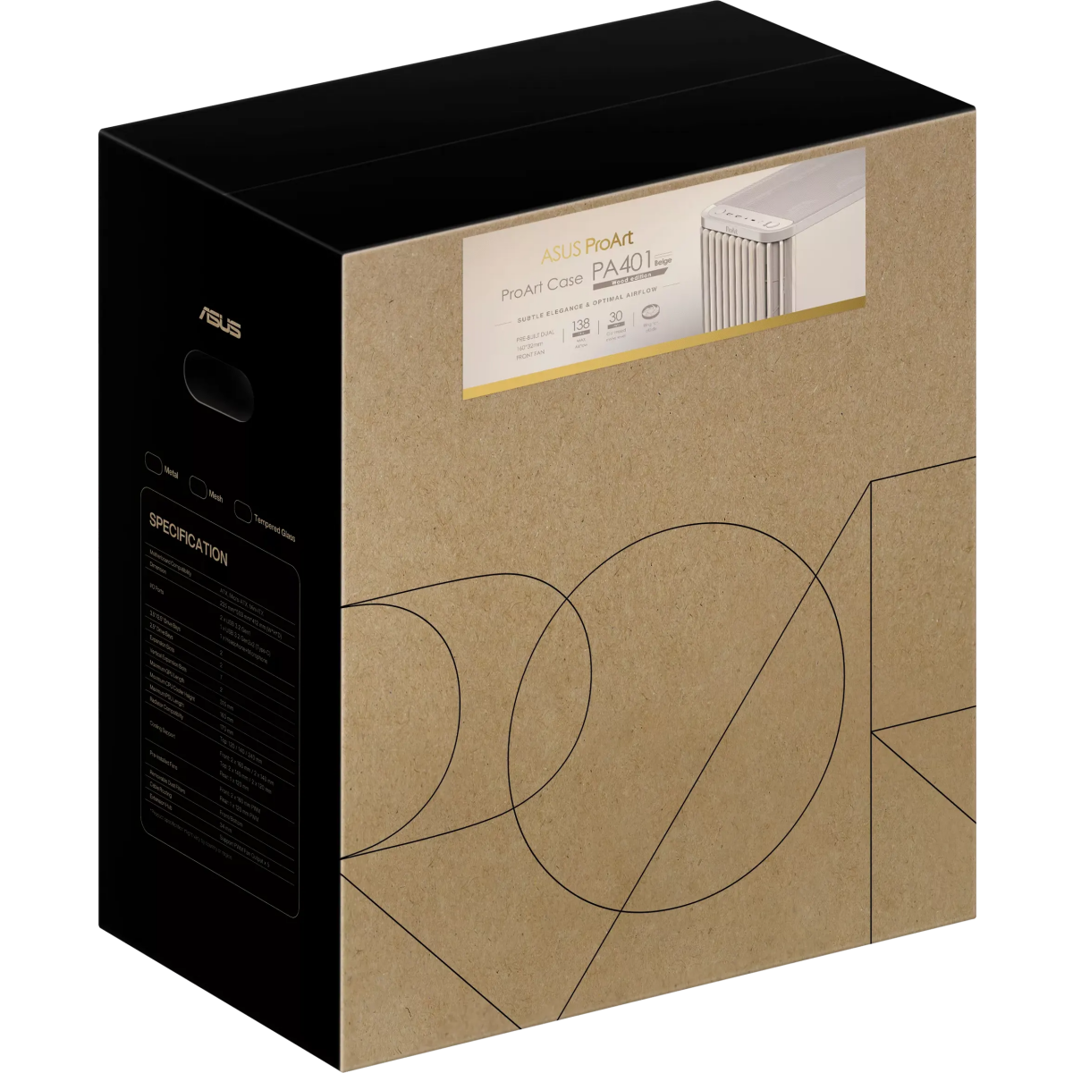 Boîtier ASUS ProArt PA401 Wood Edition Mesh Panel Beige - 90DC00M7-B39000 - photo 11