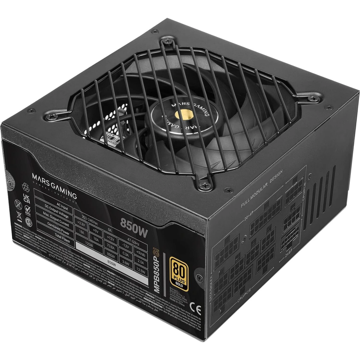 Alimentation électrique 850W Mars Gaming MPB850PSI