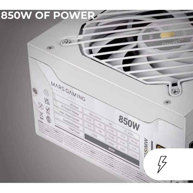 Alimentation électrique 850W Mars Gaming MPB850SIMW - photo 4
