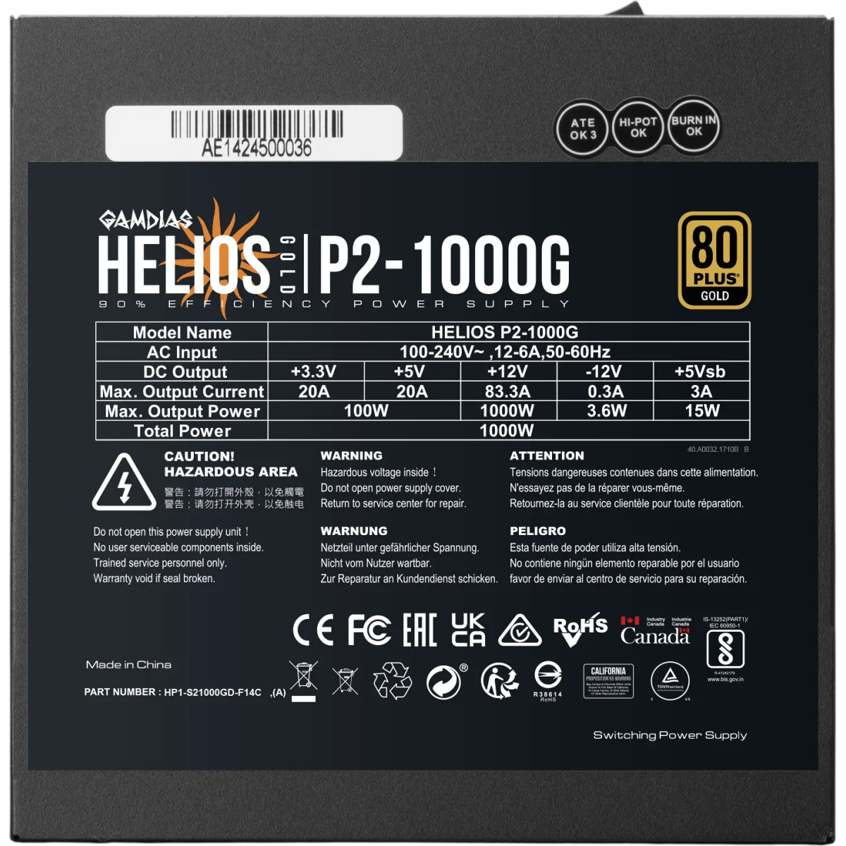Alimentation électrique 1000W GAMDIAS HELIOS P2-1000G - photo 7
