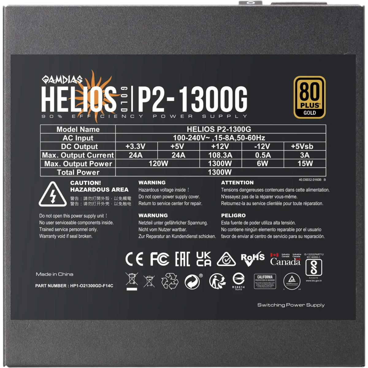 Alimentation électrique 1300W GAMDIAS HELIOS P2-1300G - photo 8