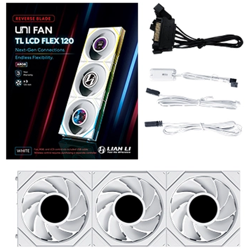 Ventilateur pour boîtier Lian Li UNI Fan TL LCD Flex Reverse 120 White (3 pcs) - G9F.12RTLLCD1F3W.00 - photo 10